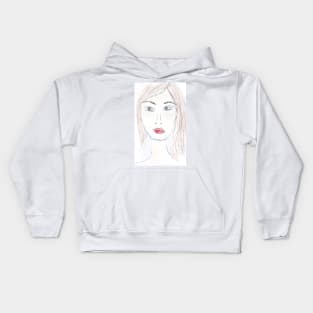 Woman, portrait, face, female, girl, watercolor, art, people Kids Hoodie